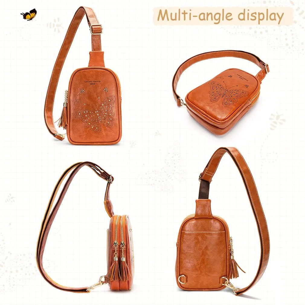 MEITRUE Small Sling Bag Fanny Packs Cell Phone Purse Vegan Leather Crossbody Bags for Women