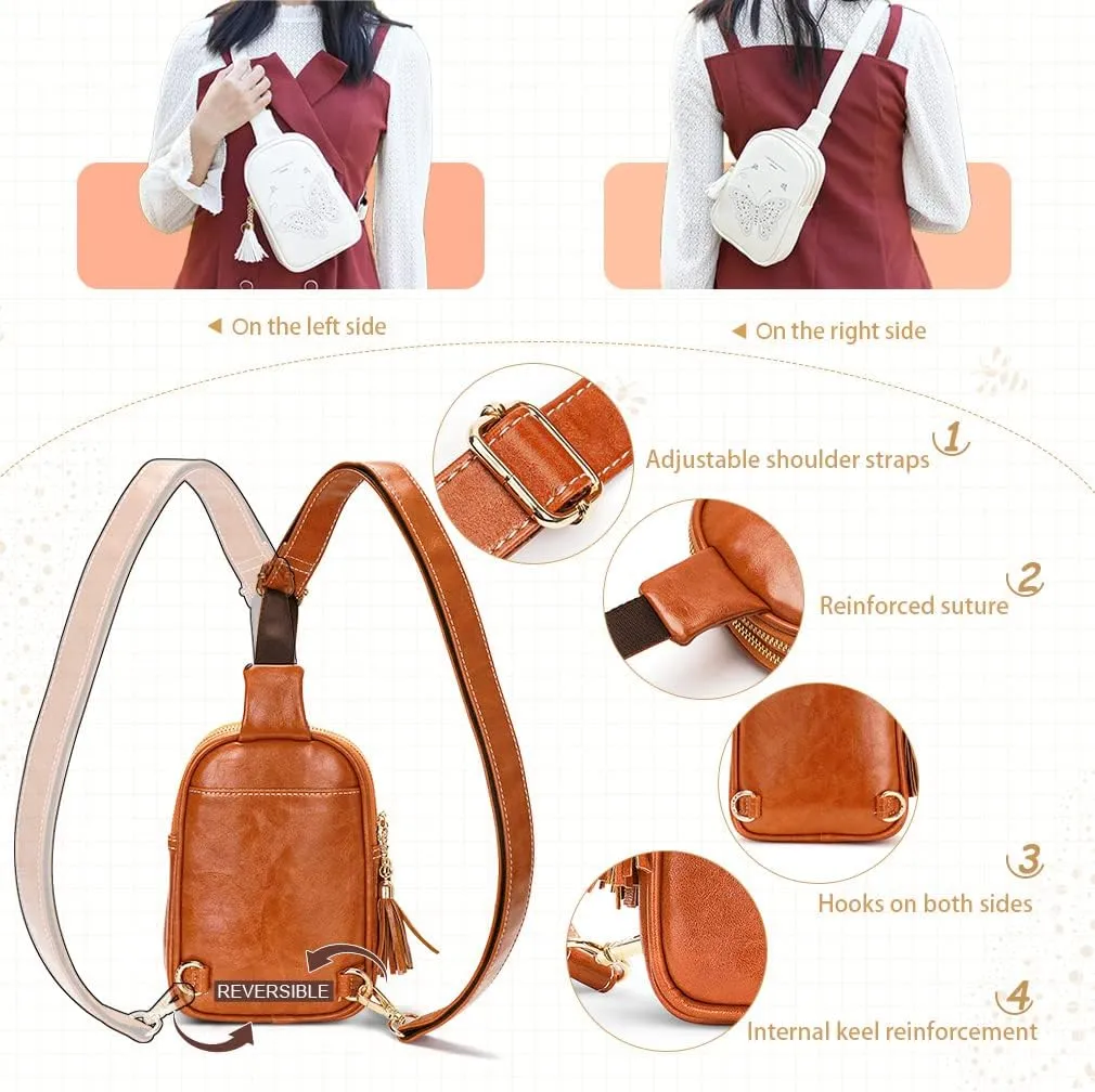 MEITRUE Small Sling Bag Fanny Packs Cell Phone Purse Vegan Leather Crossbody Bags for Women