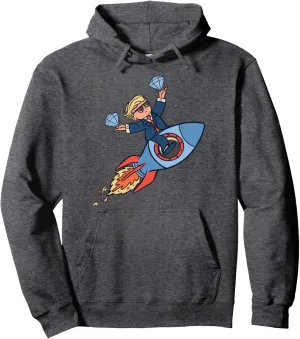 Meme WSB To the Moon Rocket Diamond Hands GME GameStonk Pullover Hoodie