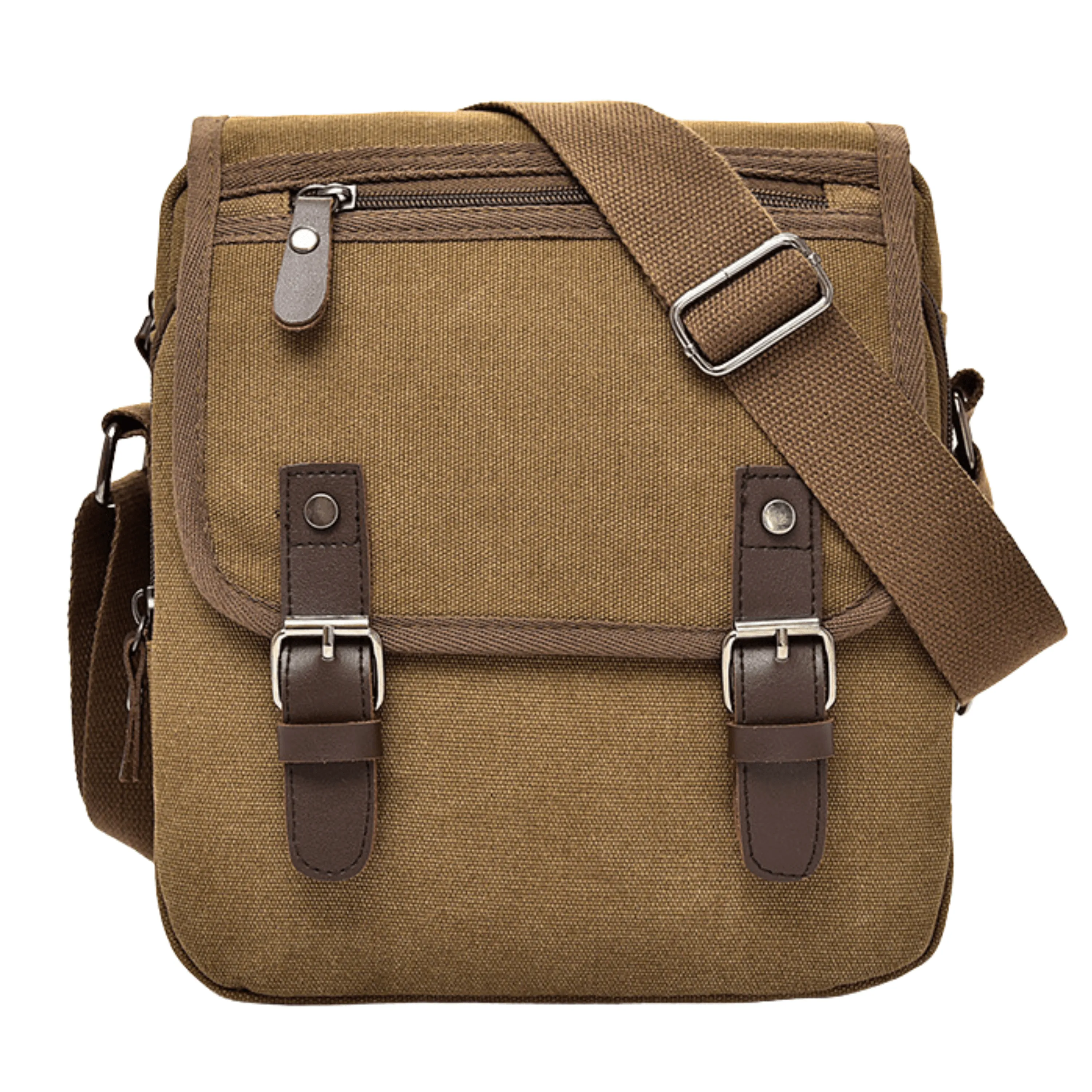 Men’s &amp; Women’s Crossbody Canvas Satchel – 3 Zipper Messenger Bag