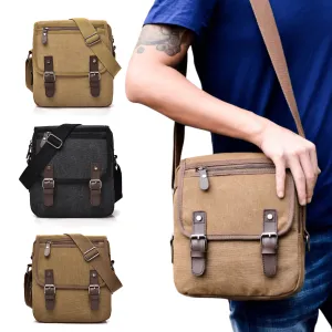 Men’s &amp; Women’s Crossbody Canvas Satchel – 3 Zipper Messenger Bag