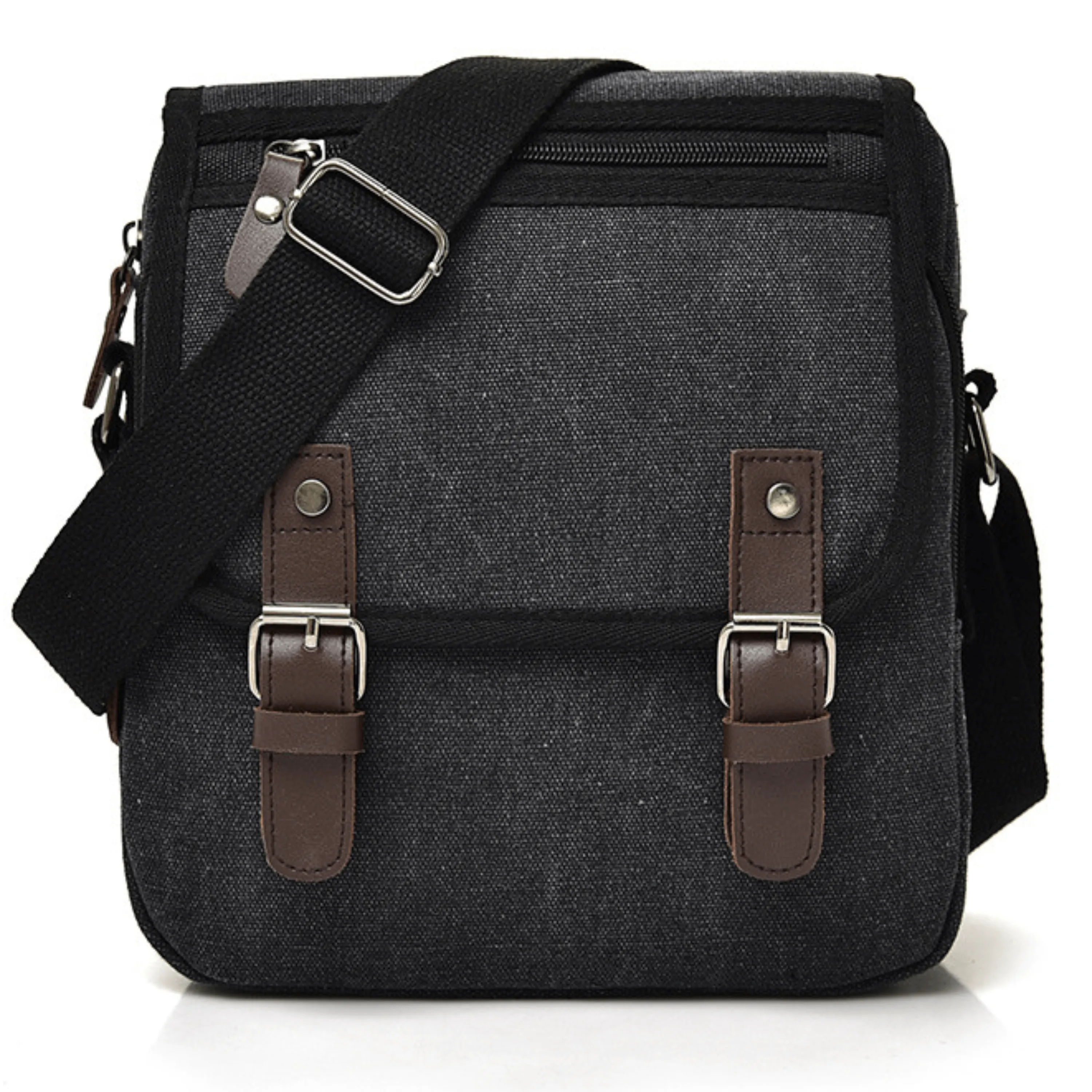 Men’s &amp; Women’s Crossbody Canvas Satchel – 3 Zipper Messenger Bag