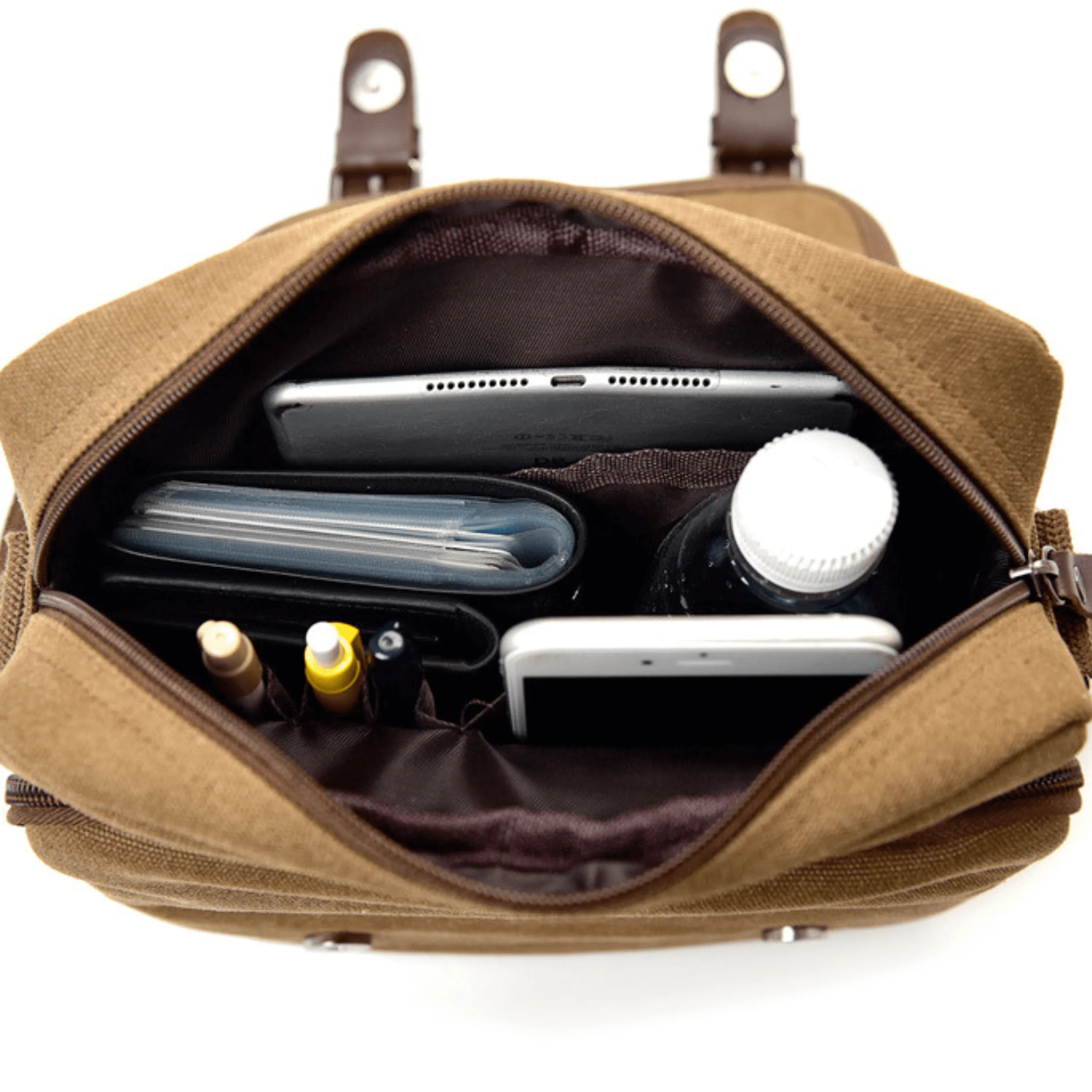 Men’s &amp; Women’s Crossbody Canvas Satchel – 3 Zipper Messenger Bag
