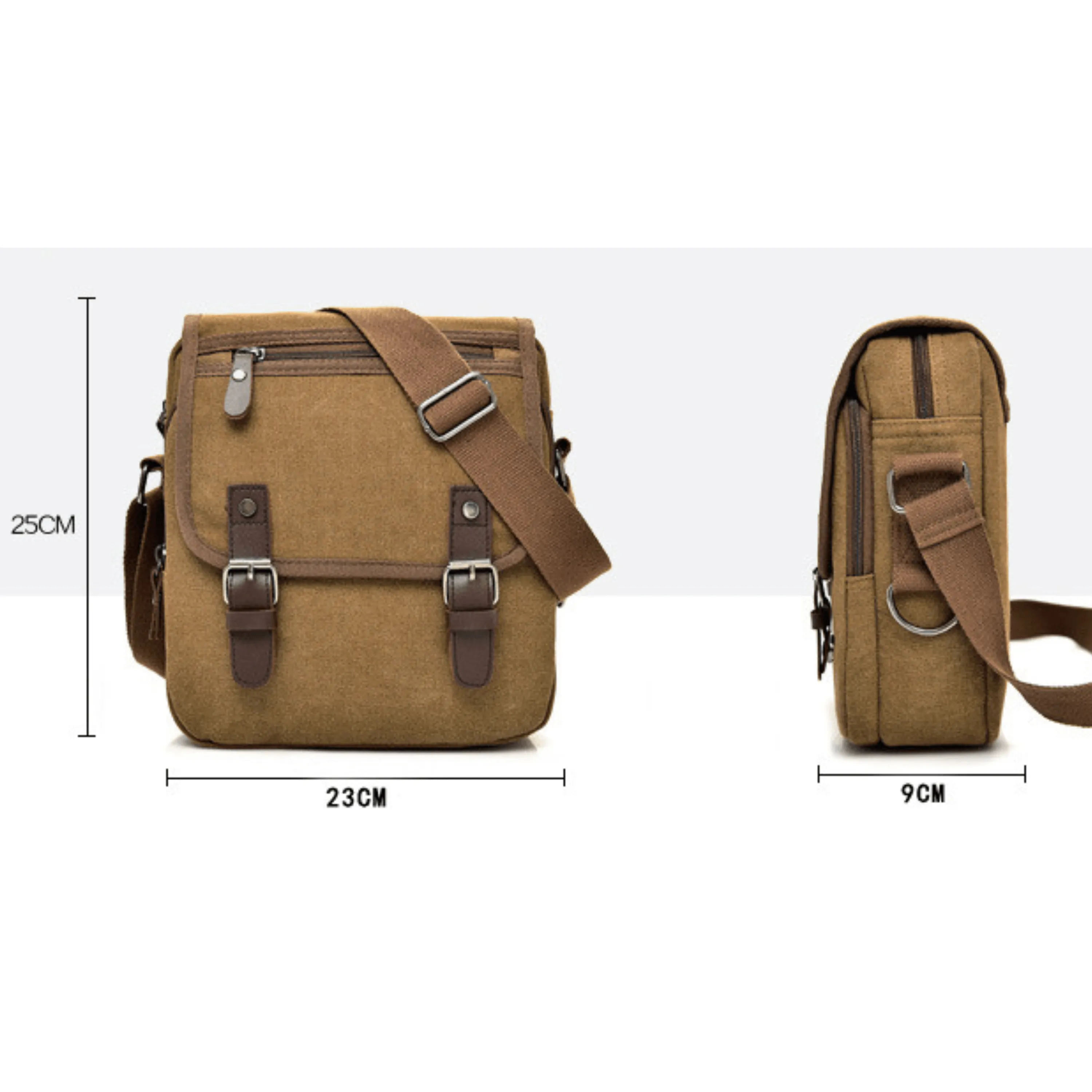 Men’s &amp; Women’s Crossbody Canvas Satchel – 3 Zipper Messenger Bag