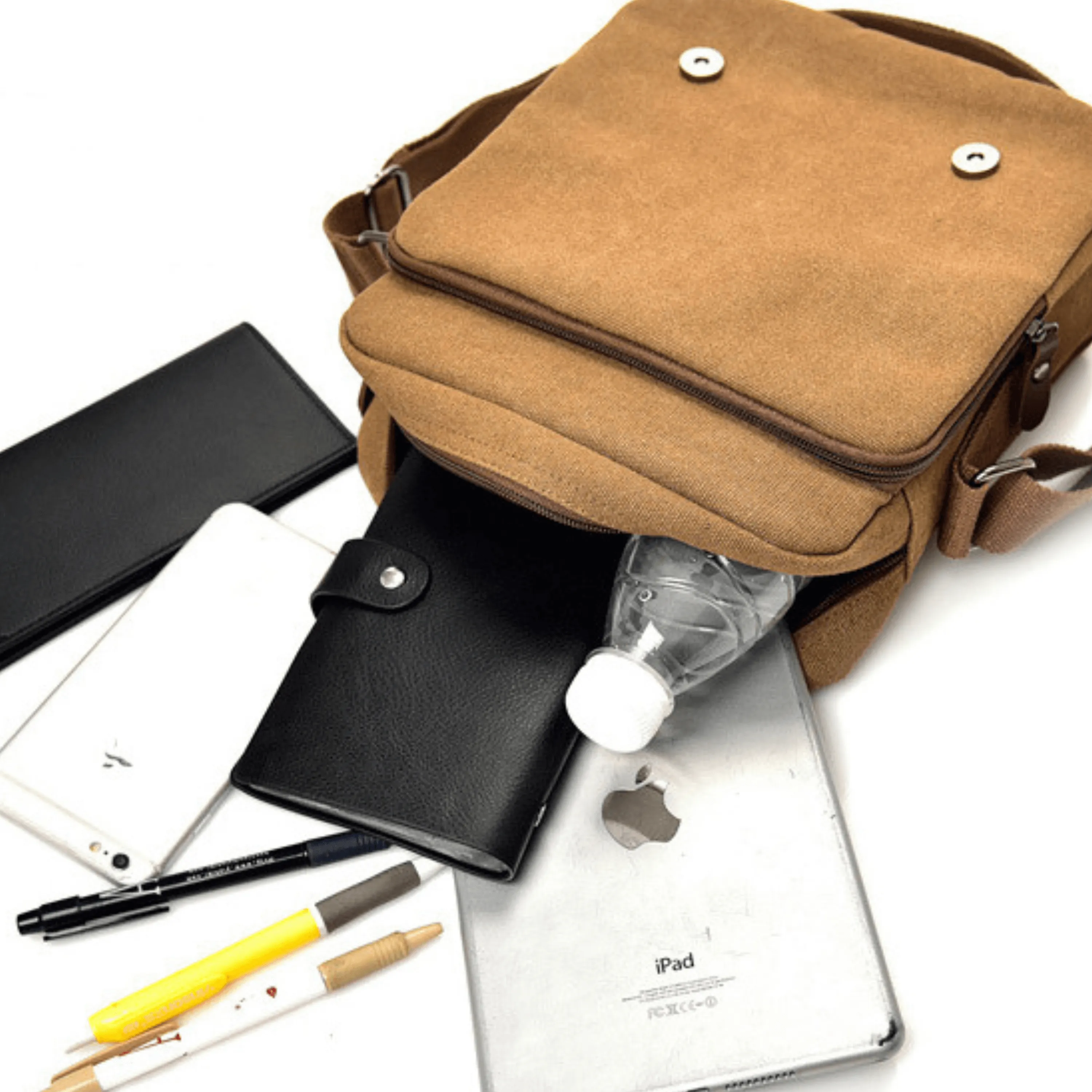 Men’s &amp; Women’s Crossbody Canvas Satchel – 3 Zipper Messenger Bag
