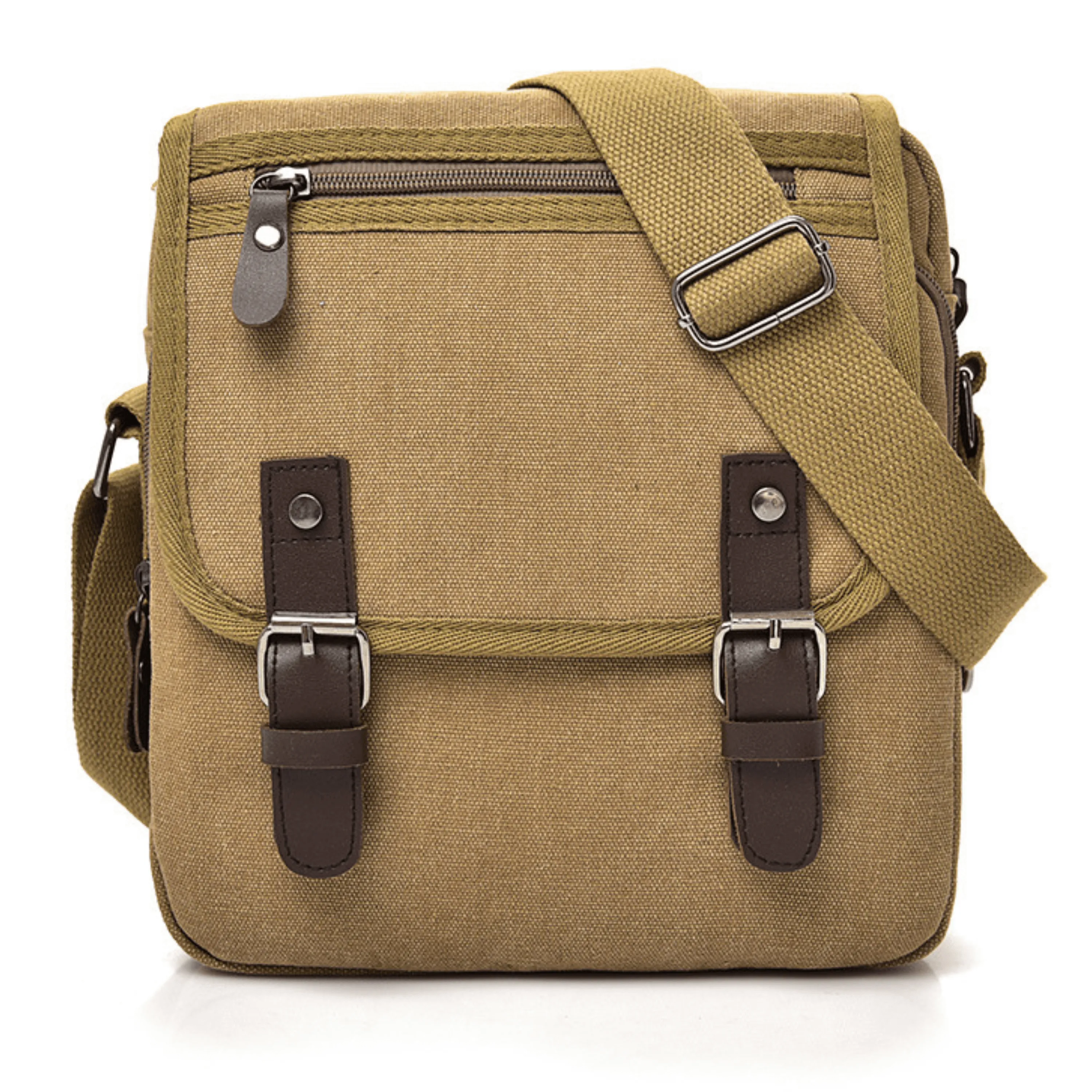 Men’s &amp; Women’s Crossbody Canvas Satchel – 3 Zipper Messenger Bag