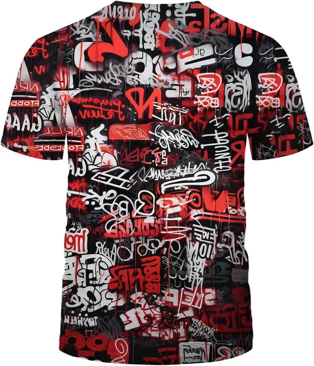 Men's Artist Street Letter Graffiti Markers T-Shirt Shirts 3D Printing Graffiti Graphic Shirt Tee Top
