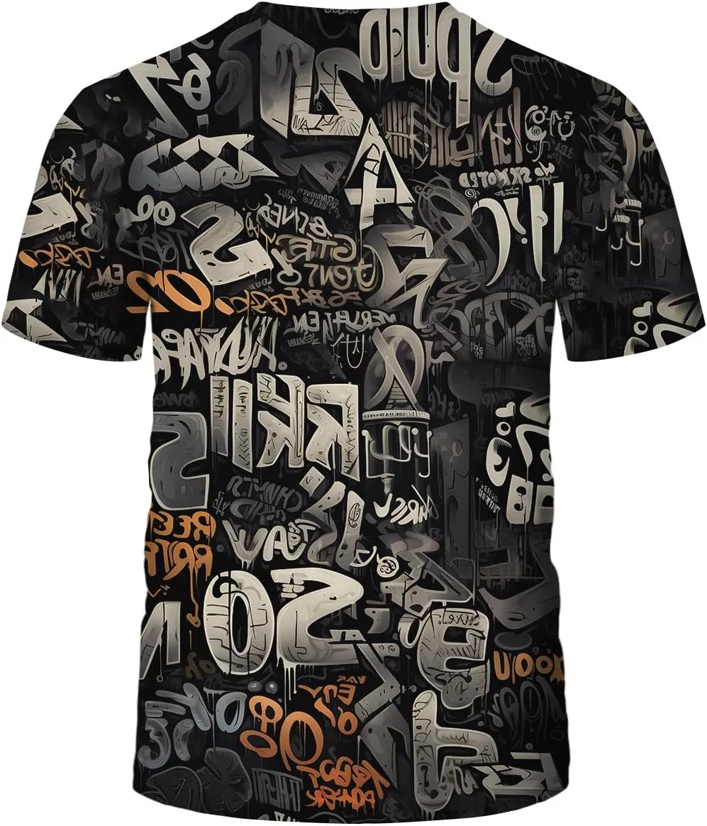 Men's Artist Street Letter Graffiti Markers T-Shirt Shirts 3D Printing Graffiti Graphic Shirt Tee Top
