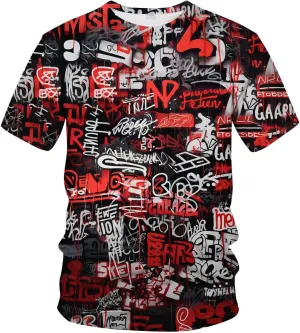 Men's Artist Street Letter Graffiti Markers T-Shirt Shirts 3D Printing Graffiti Graphic Shirt Tee Top
