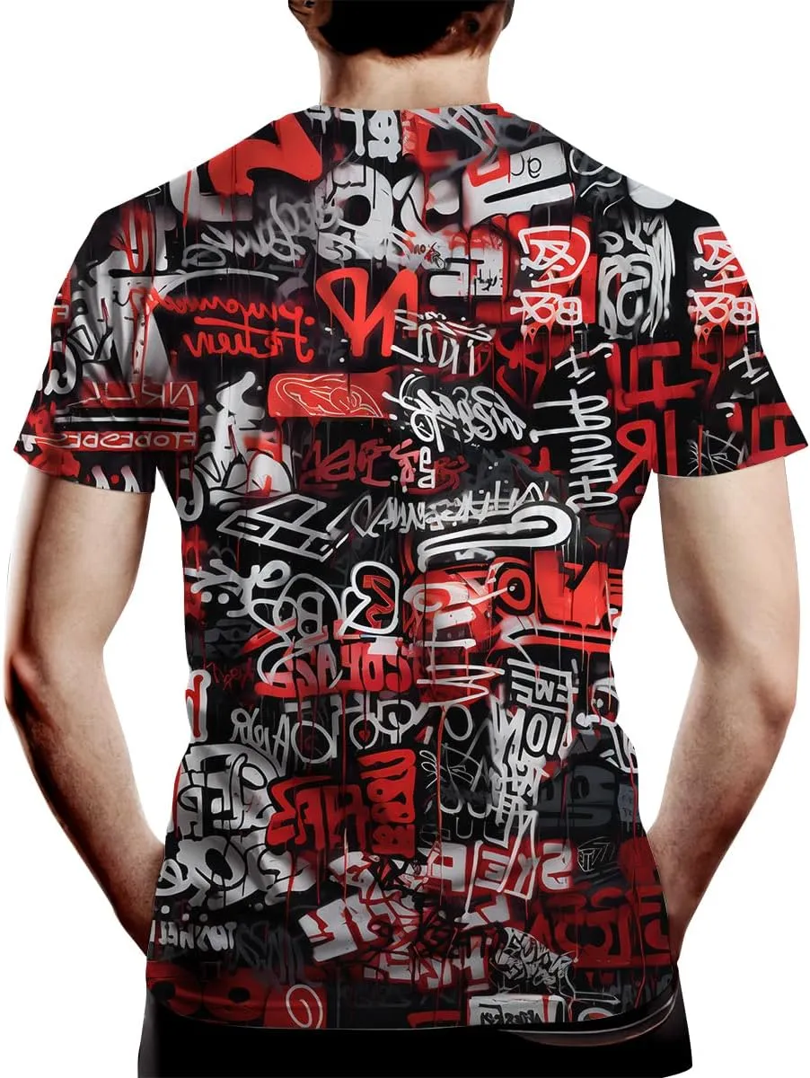 Men's Artist Street Letter Graffiti Markers T-Shirt Shirts 3D Printing Graffiti Graphic Shirt Tee Top