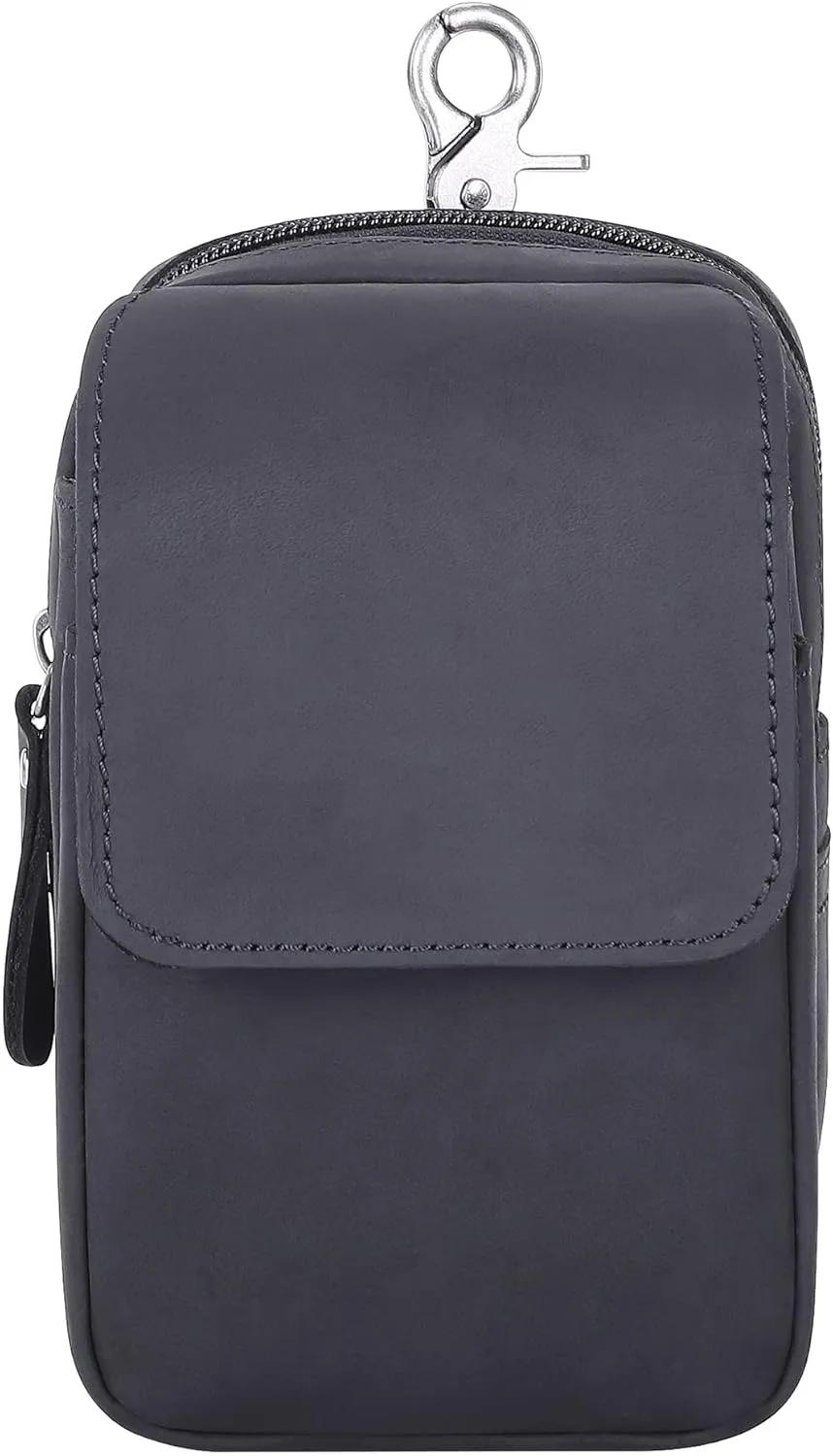 Mens Genuine Leather Belt Bag, Travel Passport Wallet Cell Phone Shoulder Holster Small Messenger Bag Waist Pack