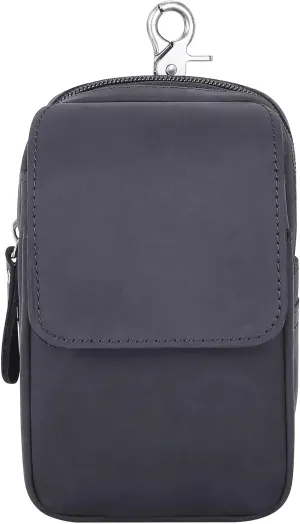 Mens Genuine Leather Belt Bag, Travel Passport Wallet Cell Phone Shoulder Holster Small Messenger Bag Waist Pack