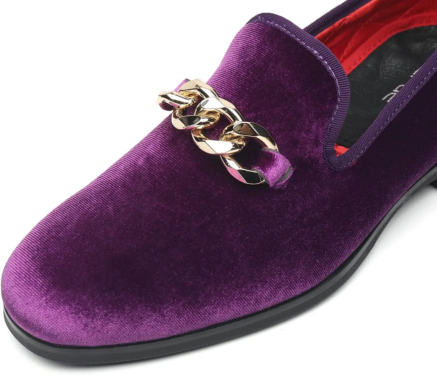 Men's Loafers Velvet Gold Copper Chain Fashion Party Wedding Shoes