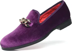Men's Loafers Velvet Gold Copper Chain Fashion Party Wedding Shoes