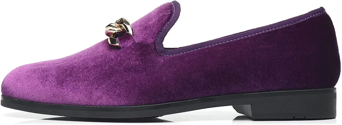 Men's Loafers Velvet Gold Copper Chain Fashion Party Wedding Shoes