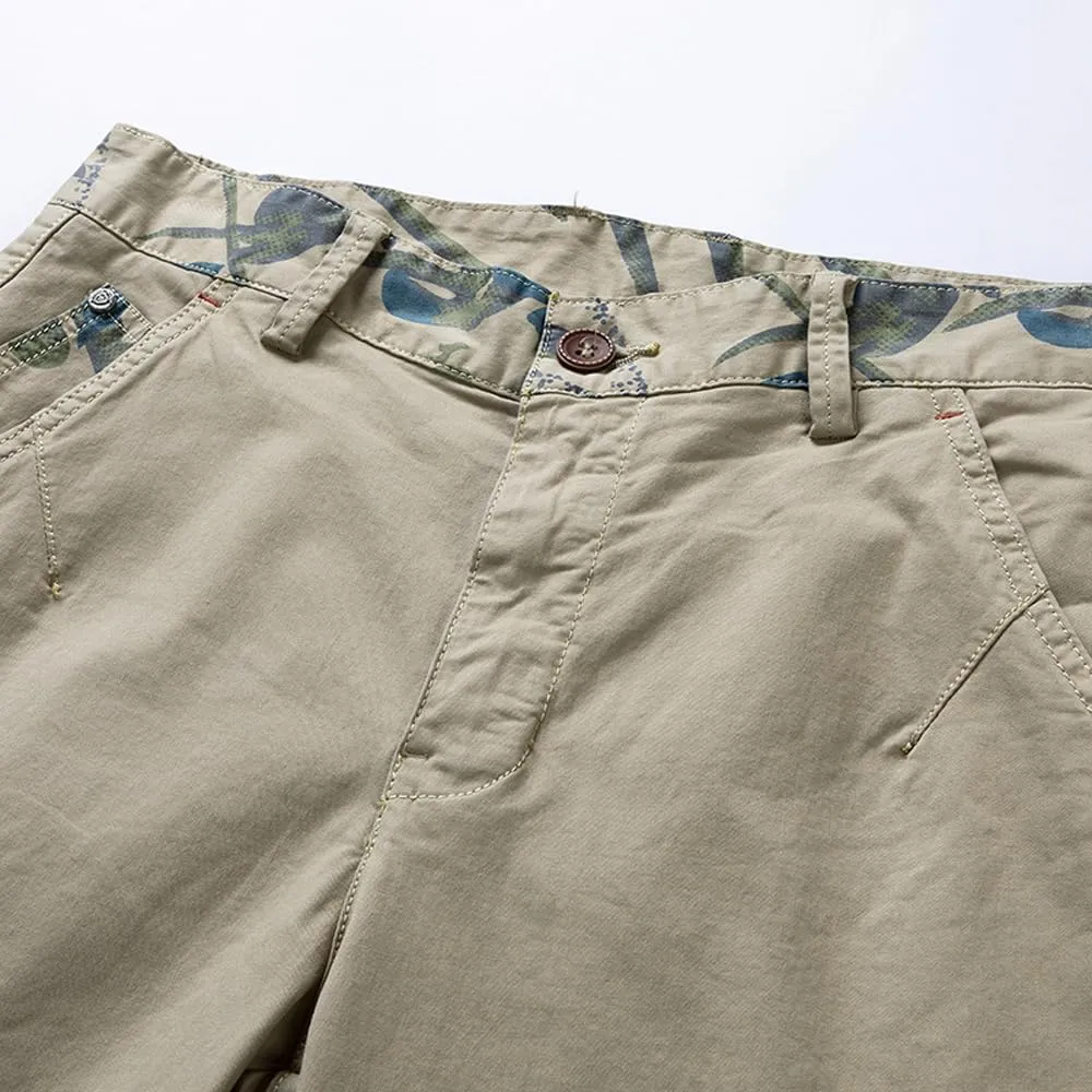 Men's Slim Fit Graffiti Cargo Shorts Summer Multi Pockets Cotton Work Shorts
