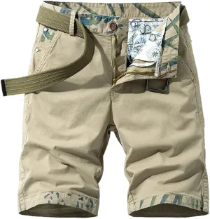 Men's Slim Fit Graffiti Cargo Shorts Summer Multi Pockets Cotton Work Shorts