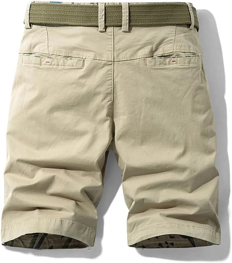 Men's Slim Fit Graffiti Cargo Shorts Summer Multi Pockets Cotton Work Shorts