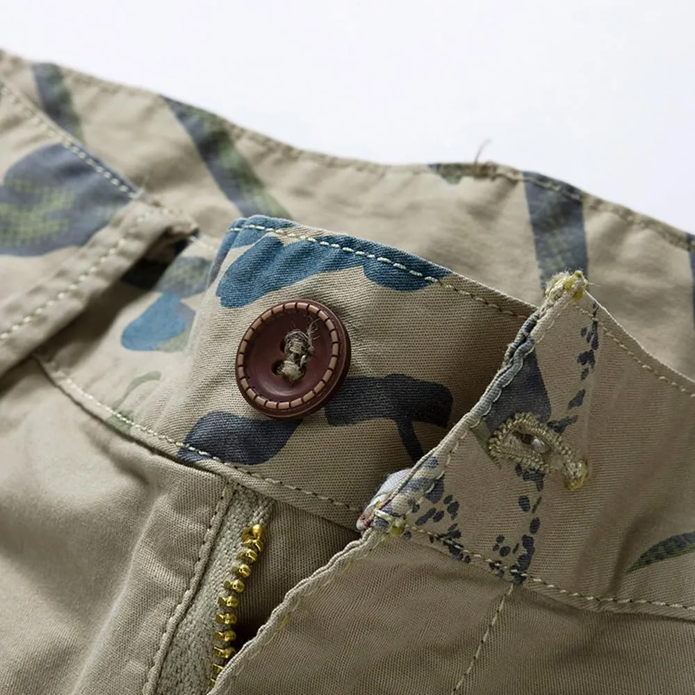 Men's Slim Fit Graffiti Cargo Shorts Summer Multi Pockets Cotton Work Shorts