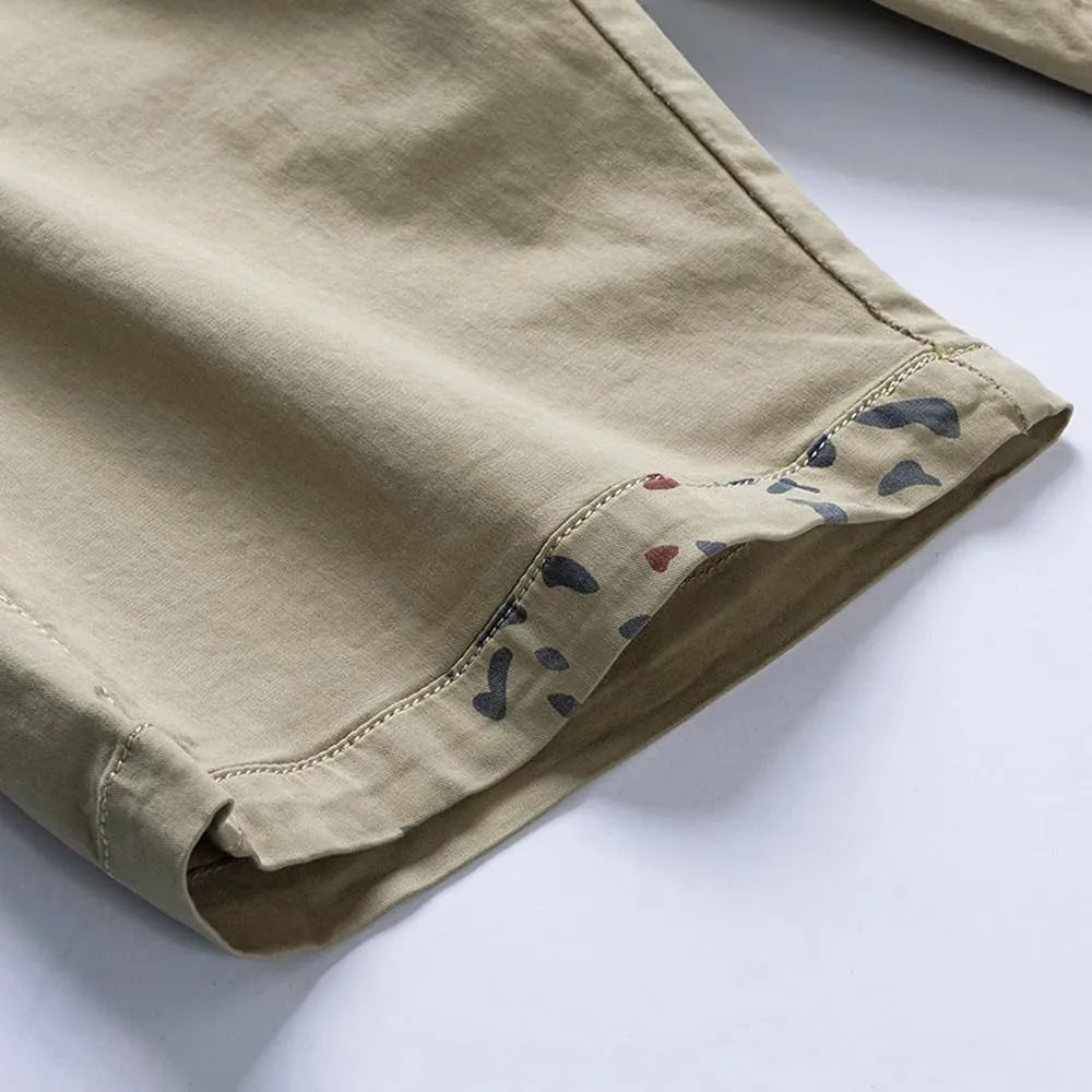 Men's Slim Fit Graffiti Cargo Shorts Summer Multi Pockets Cotton Work Shorts