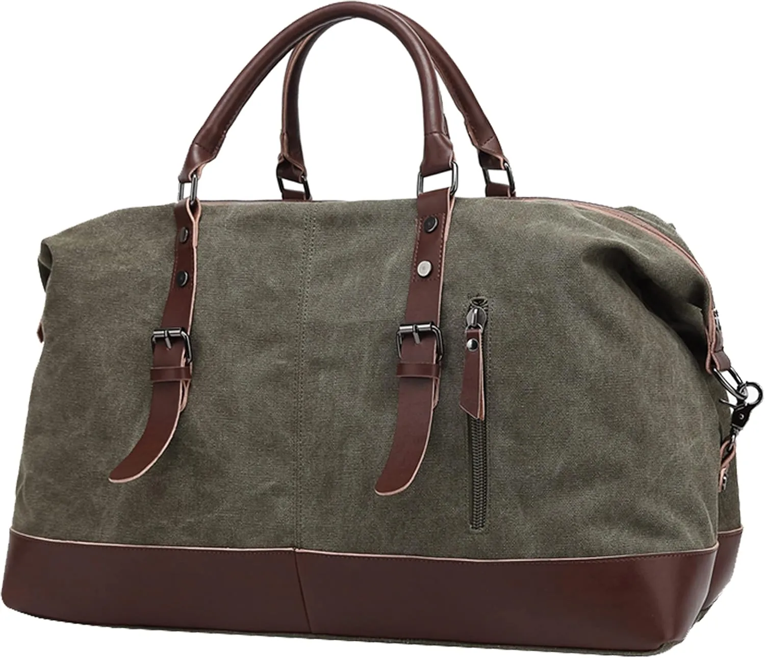 Men's Vintage Travel Bags Canvas Carry On Overnight Duffle Bag Unisex for Hiking Camping Outdoors Bag (Green)