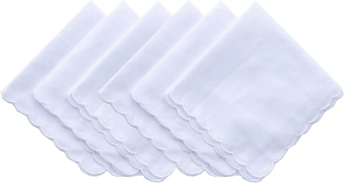 MileyMarla Ladies Embroidery Cotton White Handkerchiefs Lace Wedding Hankies