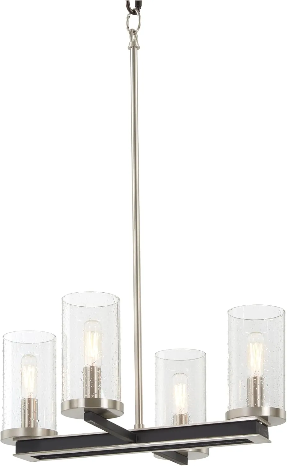 Minka Lavery 1054-691 Cole's Crossing Metal Mesh & Seedy Glass Chandelier, 4-Light 240 Total Watts, 12" H x 18" W, Coal w/Brushed Nickel