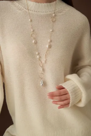 Miracle Baroque Series Pearl Long Necklace with Geometric Patterns/Sweater Chain