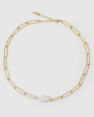 Miz Casa & Co Stevie Necklace Gold Pearl