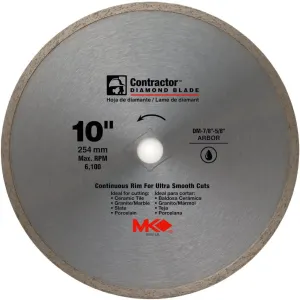 MK Diamond 167031 10" x 5/8" Contractor Quality Wet Cutting Continuous Rim Diamond Blade for Tile/Marble