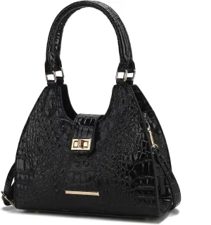MKF Collection Women Tote Bag, Gradient Rainbow Faux Crocodile-Embossed Vegan Leather Handbag Purse by Mia K