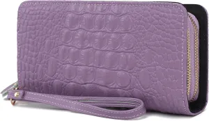 MKF Collection Wristlet Wallet for Women, Leather Crocodile Embossed Wristlet Strap with card slots Purse By Mia K
