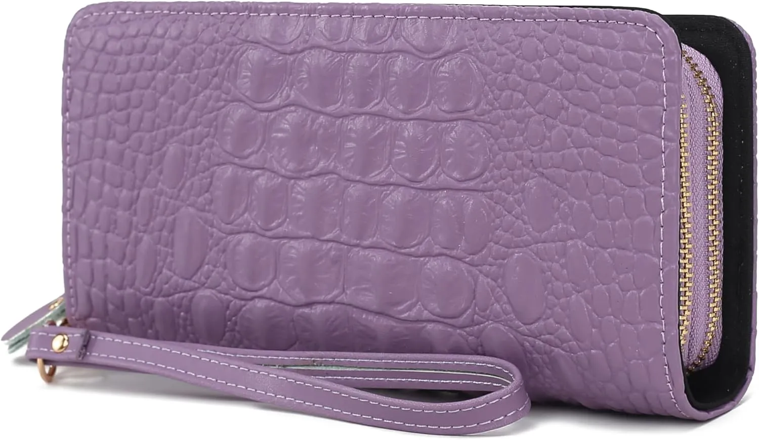 MKF Collection Wristlet Wallet for Women, Leather Crocodile Embossed Wristlet Strap with card slots Purse By Mia K