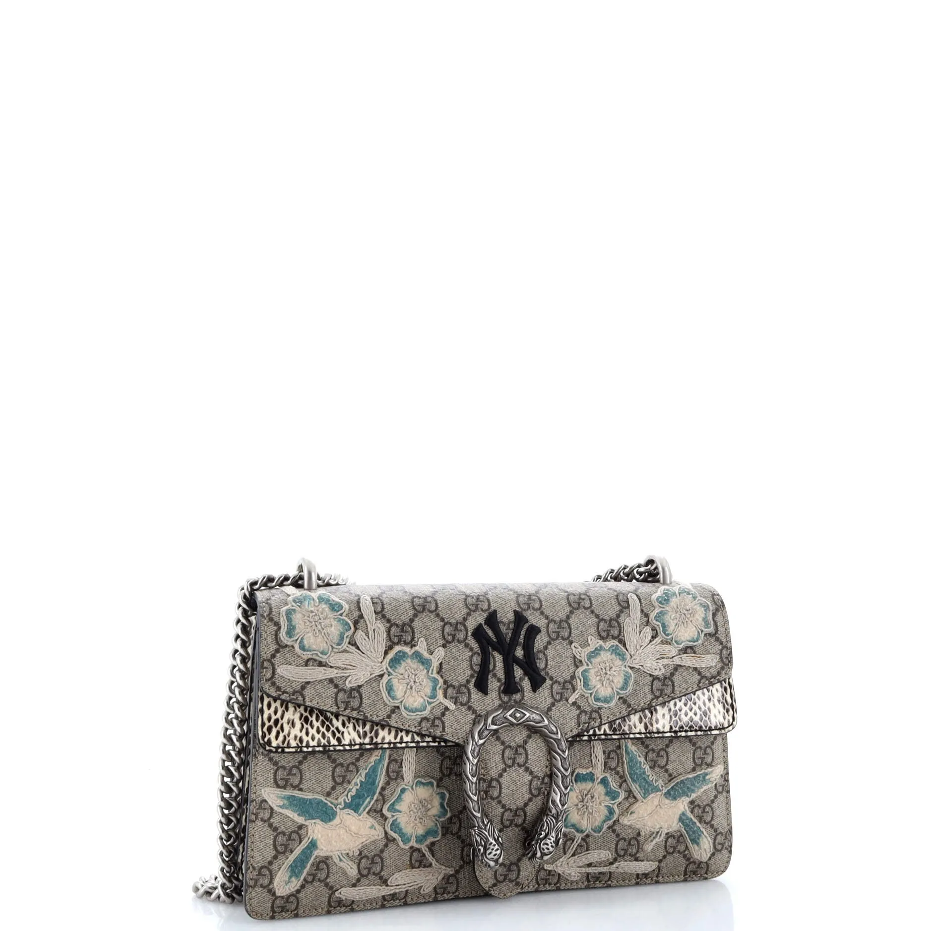 MLB Dionysus Bag Embroidered GG Coated Canvas with Python Small