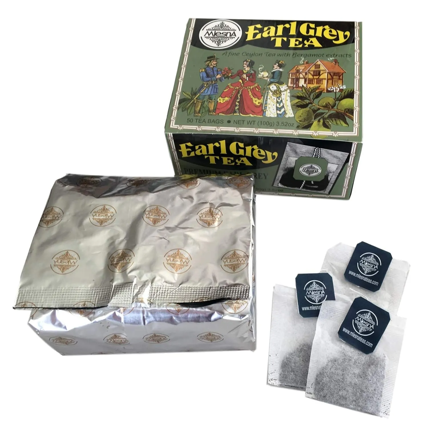 Mlesna Ceylon Tea With Natural Bergamont Extract Earl Grey Mlesna Tea Bags -Ozone Friendly Tea 100 Individual Bags ( 2 Pack of 50 Tea Bags )