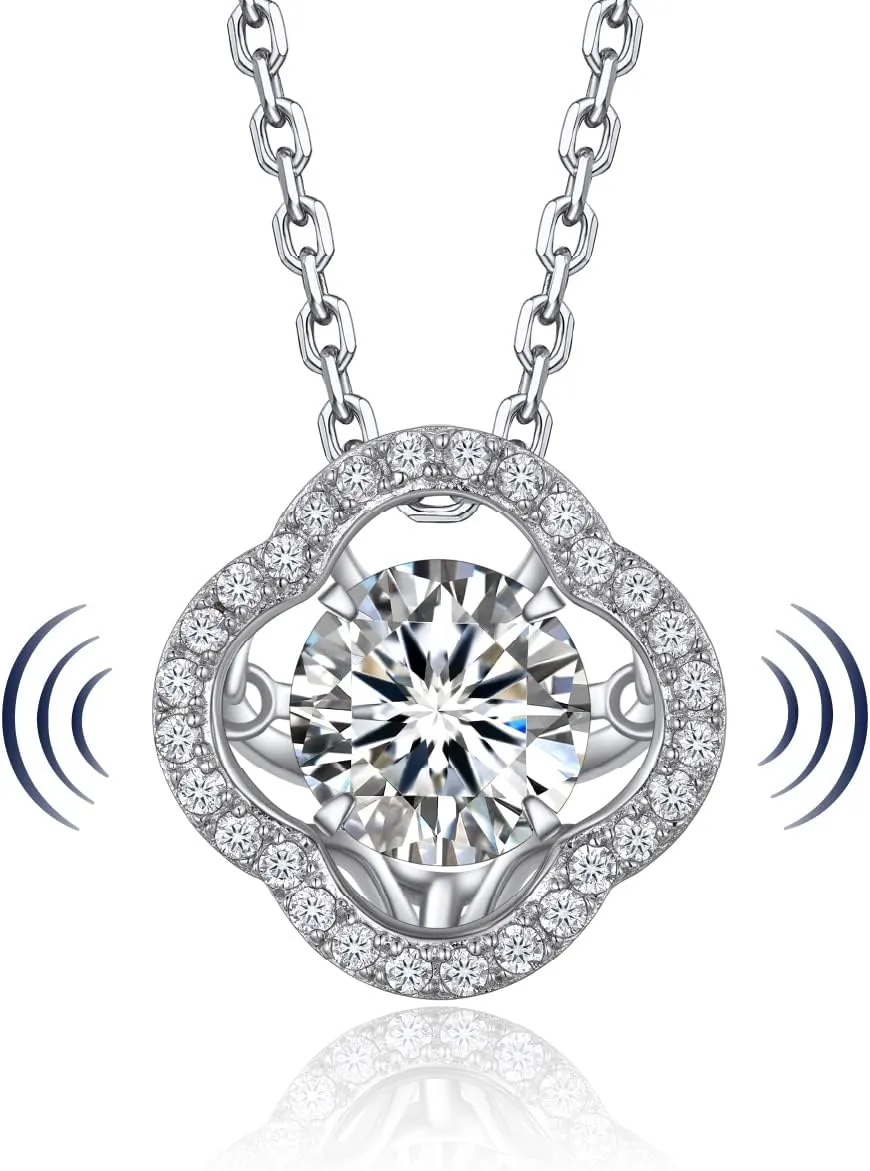 MomentWish Heart Necklace for Women, Sparkling Gift for Her, 1Carat Moissanite Heart Pendent for Her, 925 Sterling Silver Dance Necklace for Anniversary Christmas Valentines