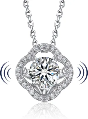 MomentWish Heart Necklace for Women, Sparkling Gift for Her, 1Carat Moissanite Heart Pendent for Her, 925 Sterling Silver Dance Necklace for Anniversary Christmas Valentines