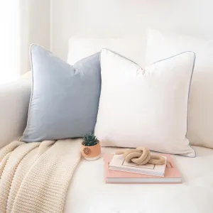 MONDAY MOOSE Decorative Throw Pillow Covers Cushion Cases, Set of 2 Soft Velvet Modern Double-Sided Designs, Mix and Match for Home Decor, Pillow Inserts Not Included (18x18 inch, Beige/Light Blue)