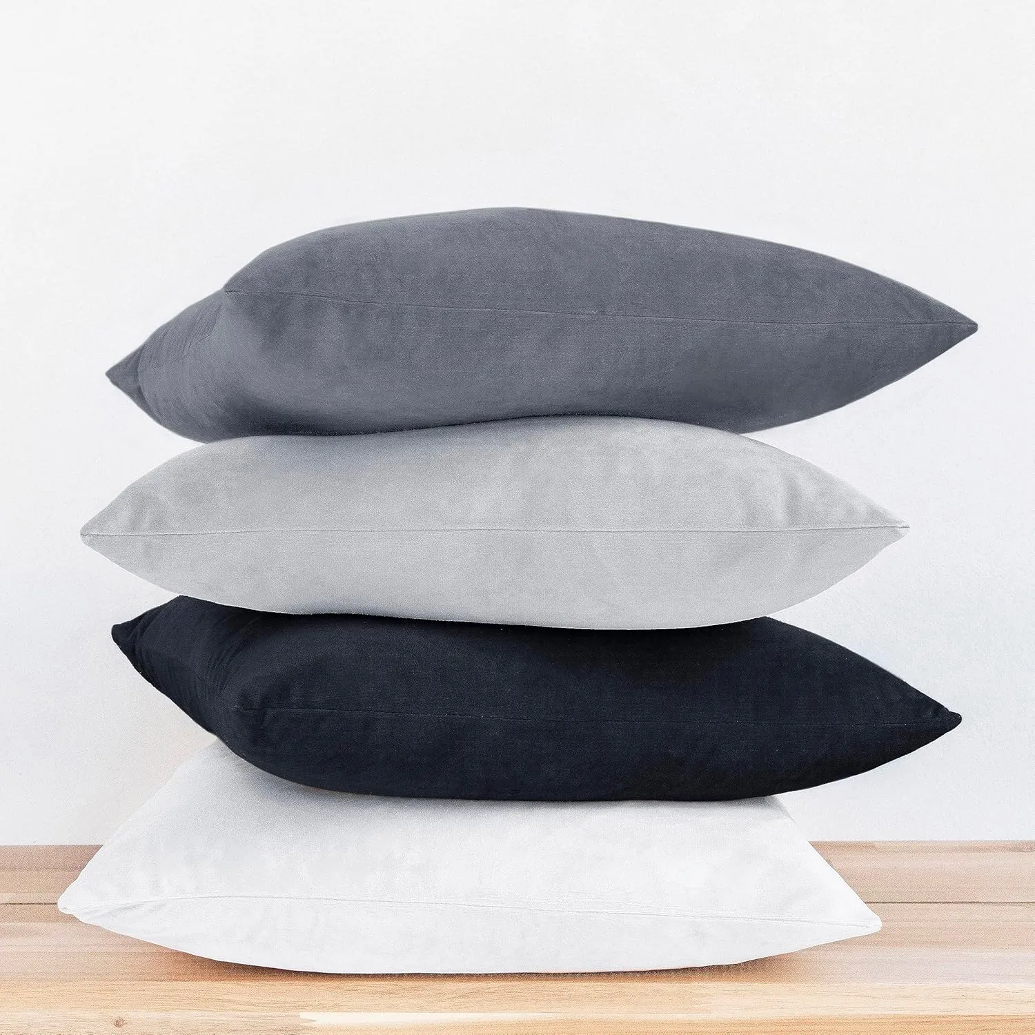 MONDAY MOOSE Decorative Throw Pillow Covers Cushion Cases, Set of 4 Soft Velvet Modern Designs, Mix and Match for Home Decor, Pillow Inserts Not Included (18x18 inch, Black/White)