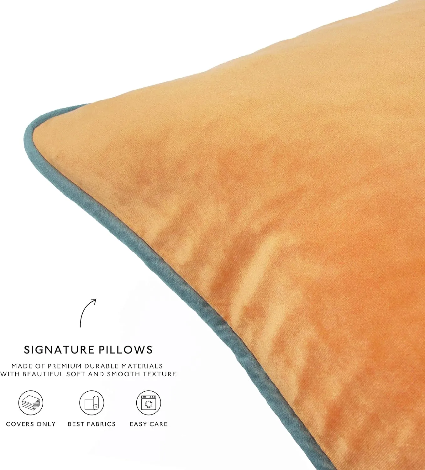 MONDAY MOOSE Decorative Throw Pillow Covers Cushion Cases, Set of 4 Soft Velvet Modern Double-Sided Designs, Mix and Match for Home Decor, Pillow Inserts Not Included (18x18 inch, Orange/Teal)