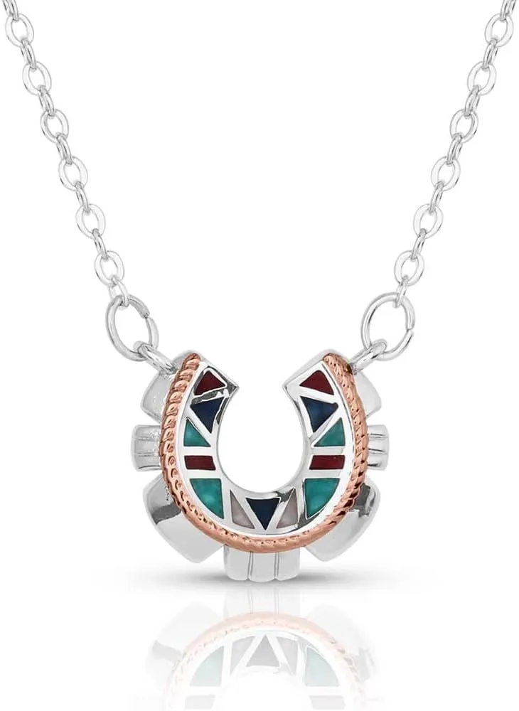 Montana Silversmiths Western Mosaic Horseshoe Necklace - NC5687