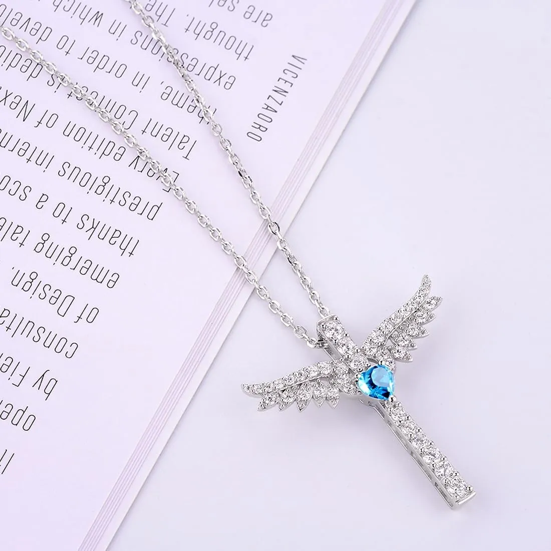 Mothers Day Birthday Gifts for Women May June July Birthstones Jewelry for Wife Mom Angel Wings Necklace Emerald Ruby Sapphire Pearl and More Stones Sterling Silver Fine Jewelry