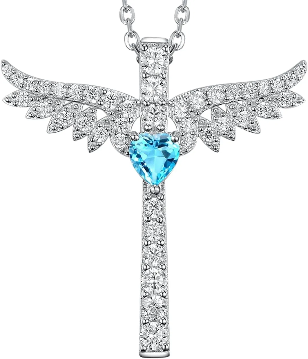 Mothers Day Birthday Gifts for Women May June July Birthstones Jewelry for Wife Mom Angel Wings Necklace Emerald Ruby Sapphire Pearl and More Stones Sterling Silver Fine Jewelry