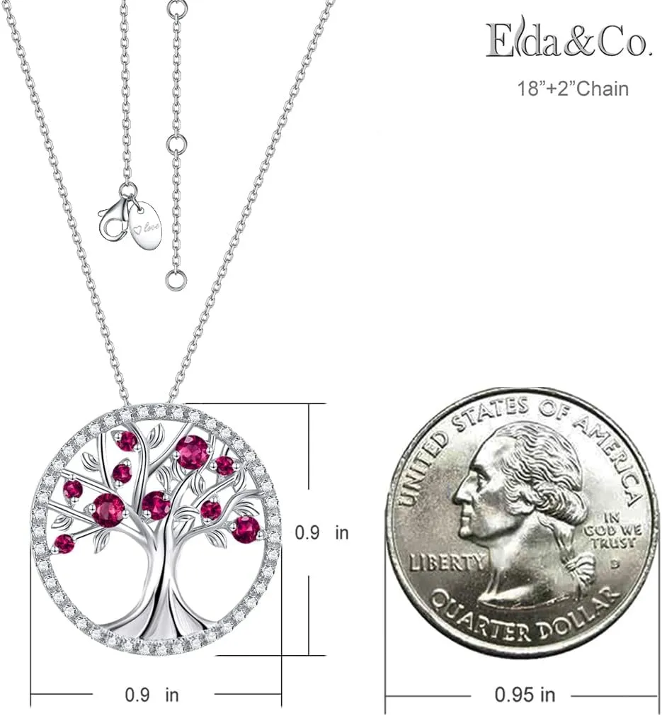 Mothers Day Jewelry Birthday Gifts for Wife Mom May June July Birthstones Necklace Tree of Life Jewelry Emerald Pearl Ruby and More Stones Jewelry for Women 925 Sterling Silver