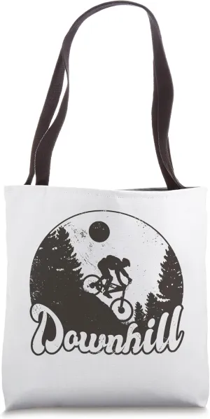 Mountain Bike MTB Downhill in Forest of Trees Retro Distress Tote Bag