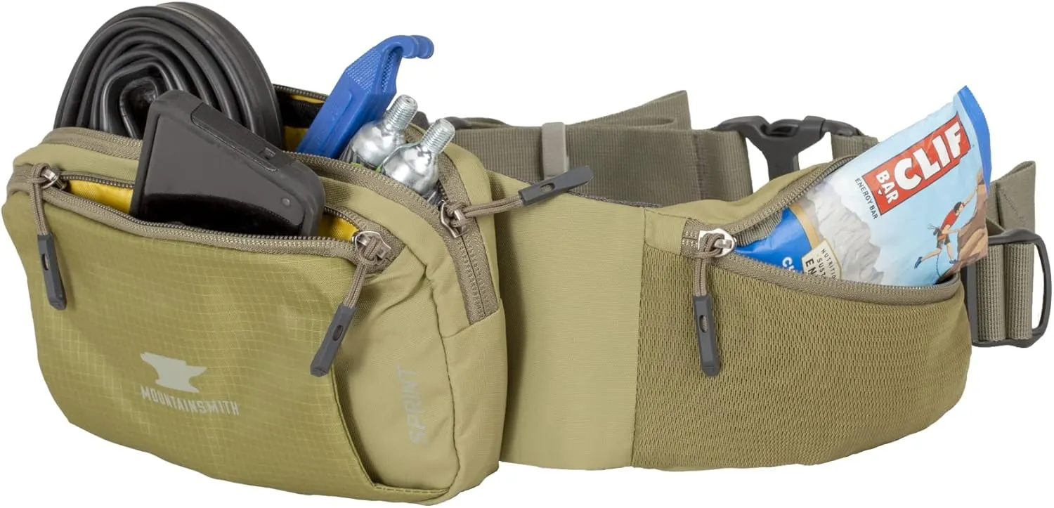 Mountainsmith Sprint Lumbar Waist Fanny Hip Pack, Running, Hiking, Travel, Dog-Walking, Outdoor Activities with 4 Zippered Pockets, Olive Green