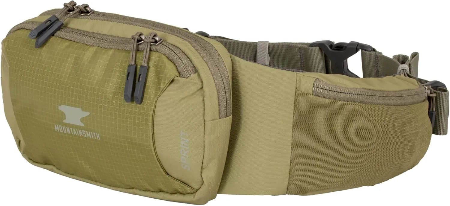 Mountainsmith Sprint Lumbar Waist Fanny Hip Pack, Running, Hiking, Travel, Dog-Walking, Outdoor Activities with 4 Zippered Pockets, Olive Green