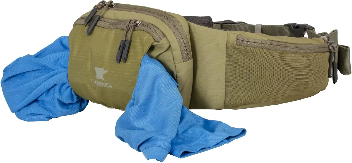 Mountainsmith Sprint Lumbar Waist Fanny Hip Pack, Running, Hiking, Travel, Dog-Walking, Outdoor Activities with 4 Zippered Pockets, Olive Green