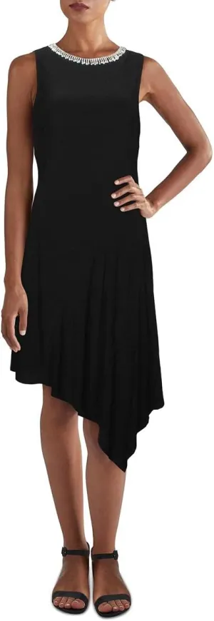 MSK Womens Embellished Asymmetric Midi Dress