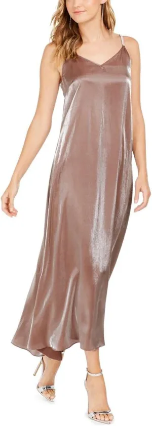 MSK Womens Petites V Neck Embellished Slip Dress Taupe PL